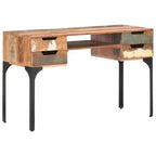 vidaXL Bureau Bois de récupération massif Couleurs mélangées, Fer Bureau moyen