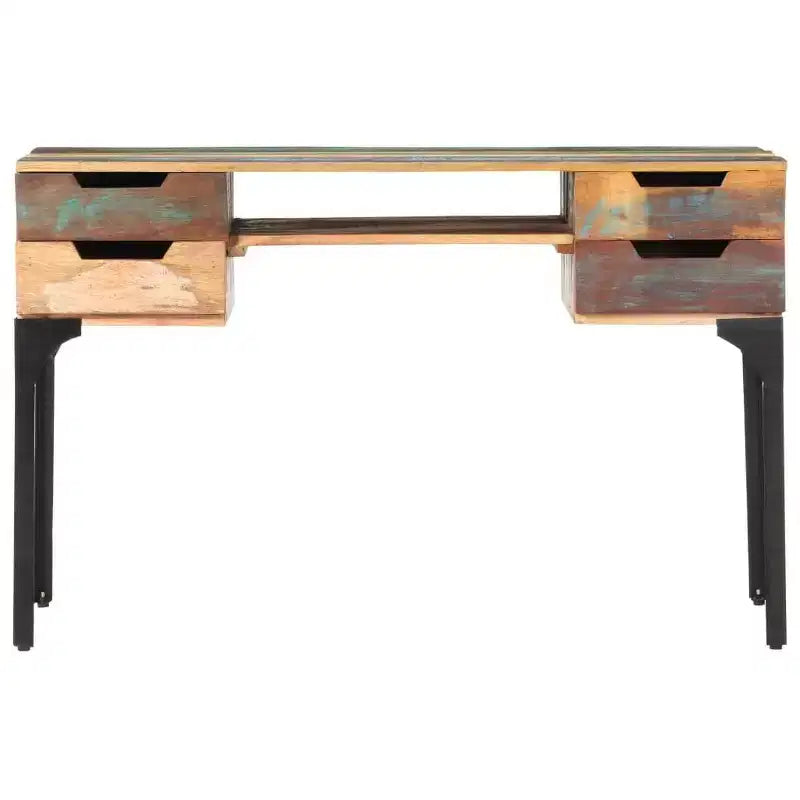 vidaXL Bureau Bois de récupération massif Couleurs mélangées, Fer Bureau moyen