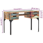vidaXL Bureau Bois de récupération massif Couleurs mélangées, Fer Bureau moyen