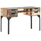 vidaXL Bureau Bois de récupération massif Couleurs mélangées, Fer Bureau moyen