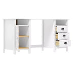 vidaXL Bureau blanc en pin massif Bureau standard rectangulaire rustique