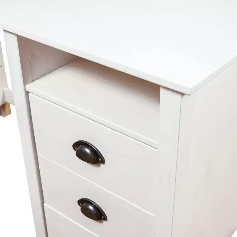 vidaXL Bureau blanc en pin massif Bureau standard rectangulaire rustique