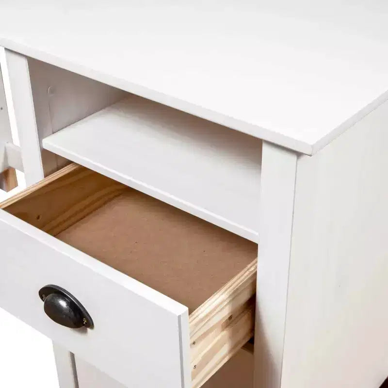 vidaXL Bureau blanc en pin massif Bureau standard rectangulaire rustique