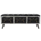 vidaXL Banc de rangement 110 cm Similicuir noir