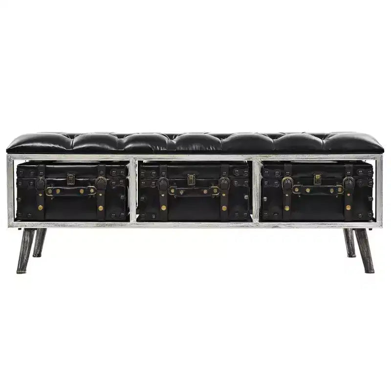 vidaXL Banc de rangement 110 cm Similicuir noir
