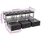 vidaXL Banc de rangement 110 cm Similicuir noir