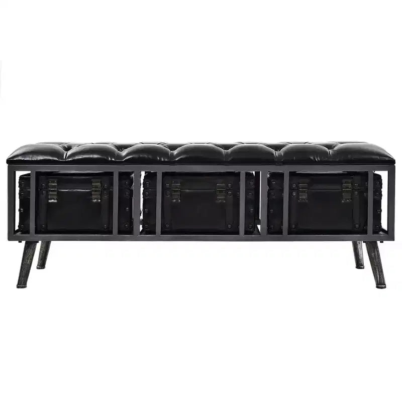 vidaXL Banc de rangement 110 cm Similicuir noir