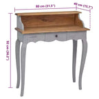 vidaXL Bureau en bois d'acajou massif 80x40x92 cm