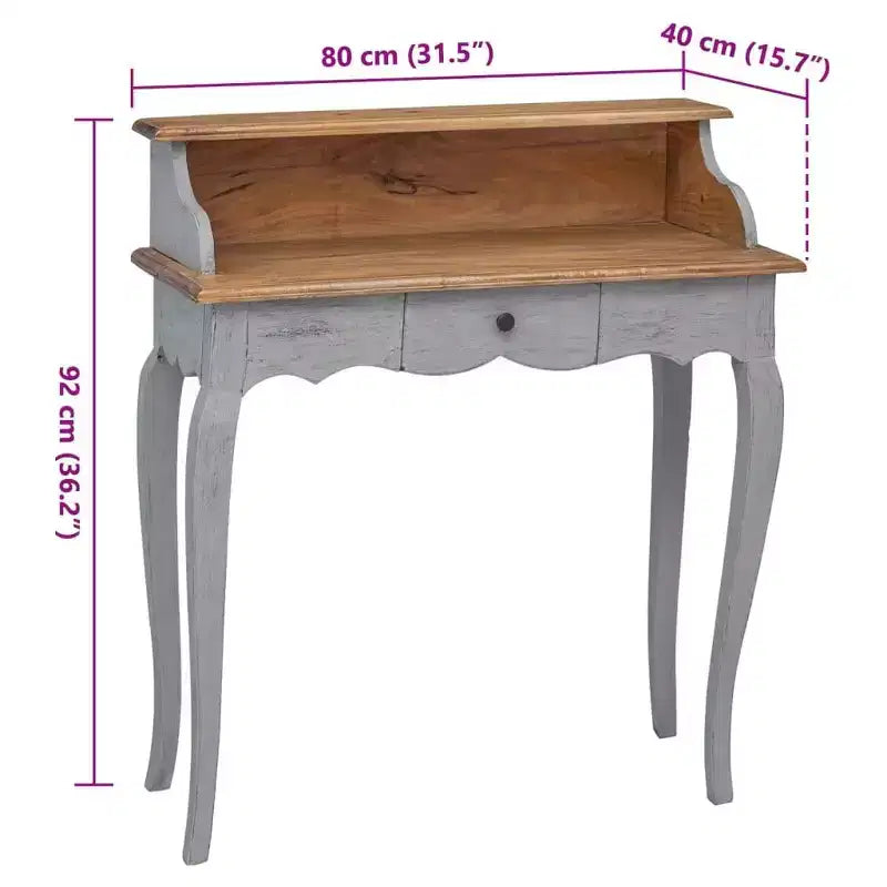 vidaXL Bureau en bois d'acajou massif 80x40x92 cm