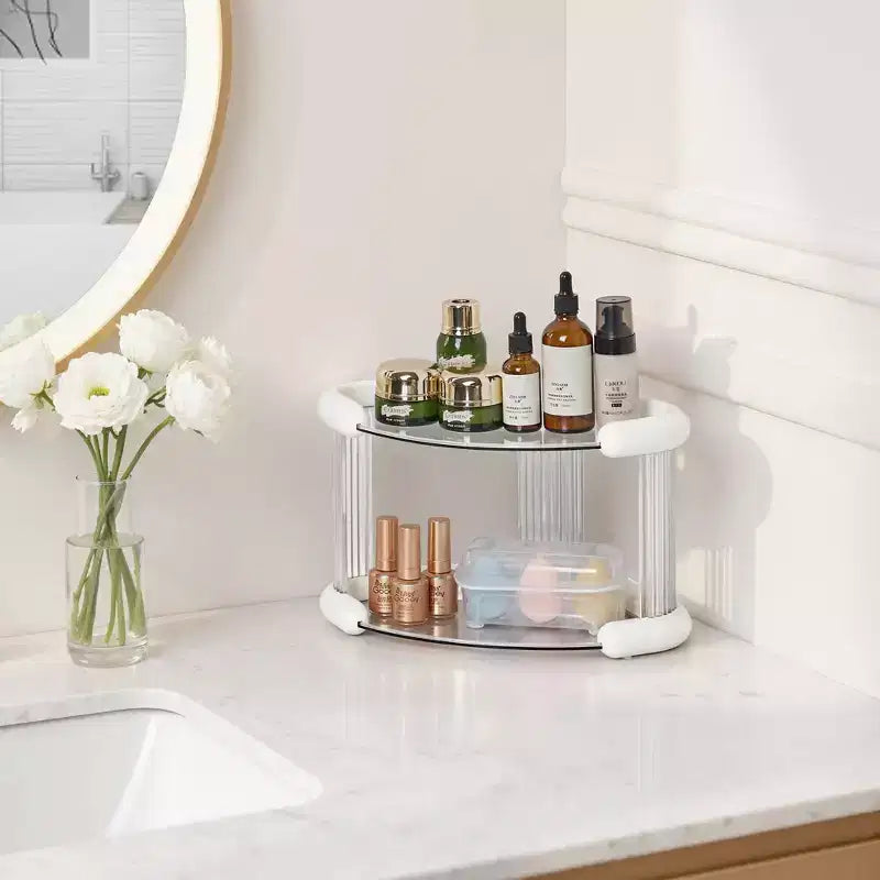 VECELO Étagère d'angle de bureau à 2/3 niveaux, étagère de bureau peu encombrante, organisateur de table pour la cuisine ou le salon, blanc