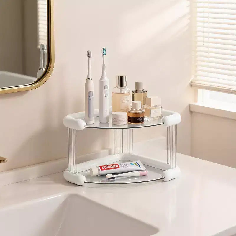 VECELO Étagère d'angle de bureau à 2/3 niveaux, étagère de bureau peu encombrante, organisateur de table pour la cuisine ou le salon, blanc