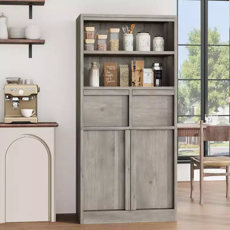 Meuble de salle de bain haut Acekool, meuble de rangement avec étagères fermées et tiroirs pour salle de bain ou cuisine