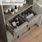 Meuble de salle de bain haut Acekool, meuble de rangement avec étagères fermées et tiroirs pour salle de bain ou cuisine