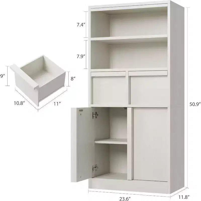 Meuble de salle de bain haut Acekool, meuble de rangement avec étagères fermées et tiroirs pour salle de bain ou cuisine