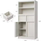 Meuble de salle de bain haut Acekool, meuble de rangement avec étagères fermées et tiroirs pour salle de bain ou cuisine