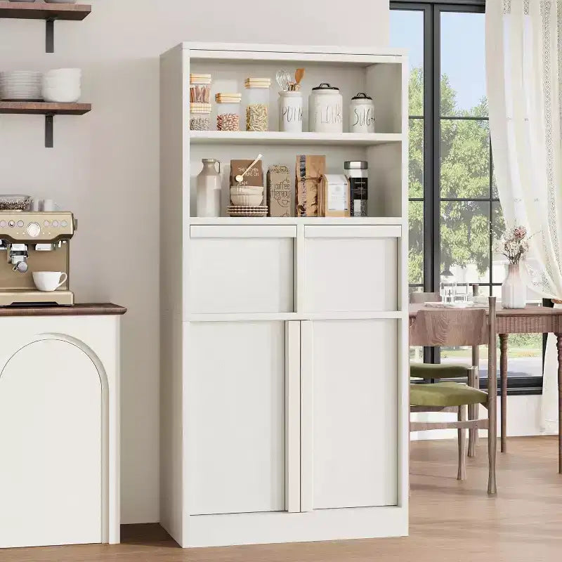 Meuble de salle de bain haut Acekool, meuble de rangement avec étagères fermées et tiroirs pour salle de bain ou cuisine