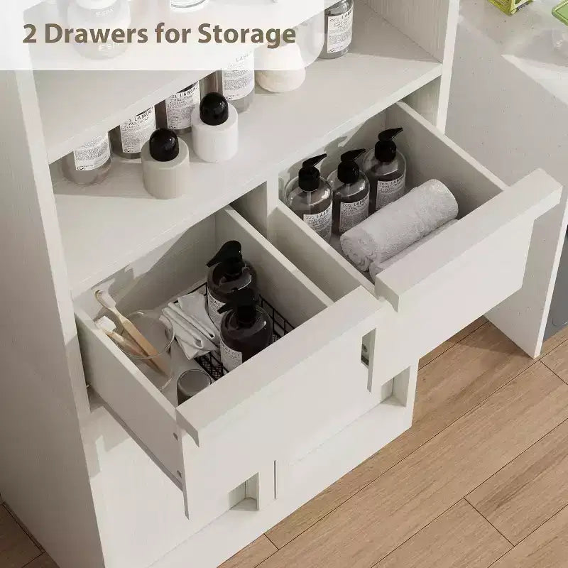 Meuble de salle de bain haut Acekool, meuble de rangement avec étagères fermées et tiroirs pour salle de bain ou cuisine