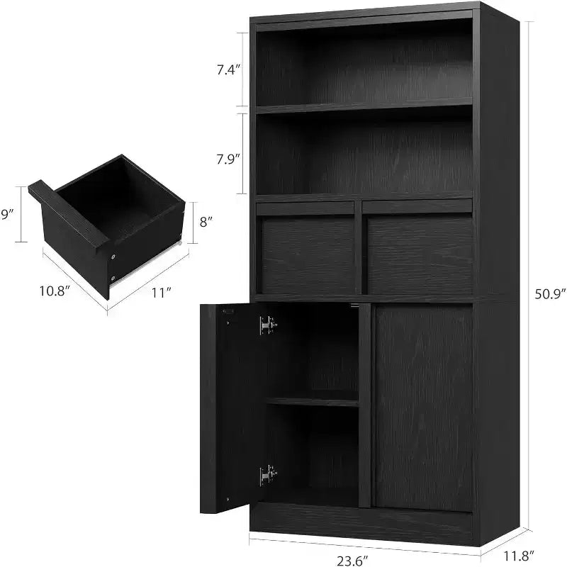 Meuble de salle de bain haut Acekool, meuble de rangement avec étagères fermées et tiroirs pour salle de bain ou cuisine
