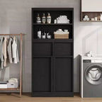 Meuble de salle de bain haut Acekool, meuble de rangement avec étagères fermées et tiroirs pour salle de bain ou cuisine