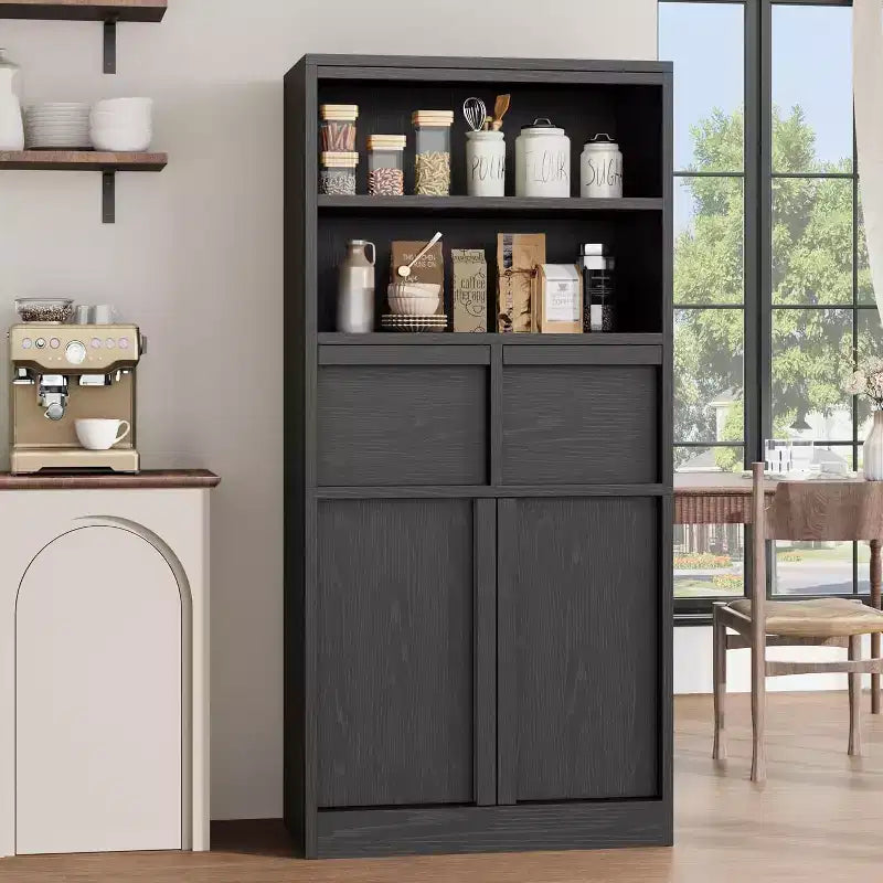 Meuble de salle de bain haut Acekool, meuble de rangement avec étagères fermées et tiroirs pour salle de bain ou cuisine