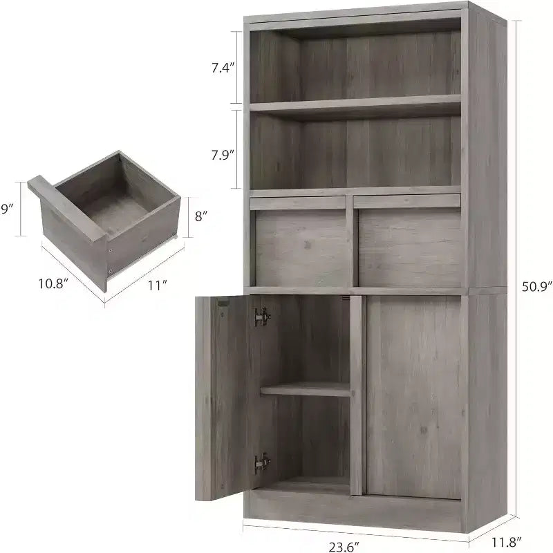 Meuble de salle de bain haut Acekool, meuble de rangement avec étagères fermées et tiroirs pour salle de bain ou cuisine