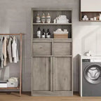 Meuble de salle de bain haut Acekool, meuble de rangement avec étagères fermées et tiroirs pour salle de bain ou cuisine