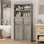 Meuble de salle de bain haut Acekool, meuble de rangement avec étagères fermées et tiroirs pour salle de bain ou cuisine