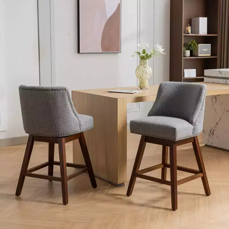 Tabourets de bar pivotants rembourrés Zeus et Ruta, ensemble de 2, hauteur comptoir de 66 cm