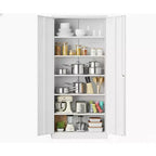 Armoire roulante verrouillable de 183 cm, rangement de garage robuste pour atelier/entrepôt - Conception de porte perforée, armoire mobile en acier (noir)