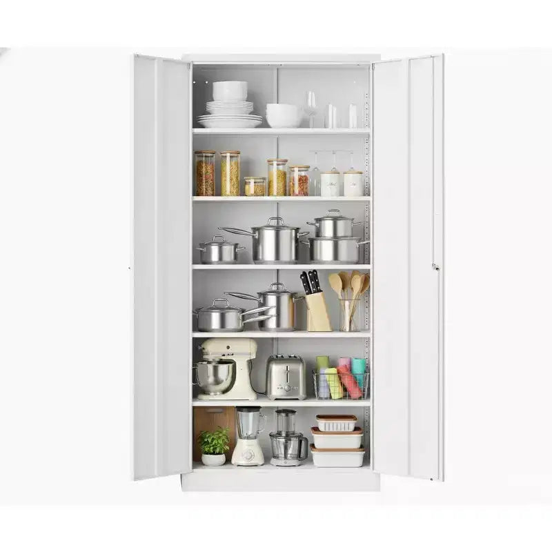 Armoire roulante verrouillable de 183 cm, rangement de garage robuste pour atelier/entrepôt - Conception de porte perforée, armoire mobile en acier (noir)
