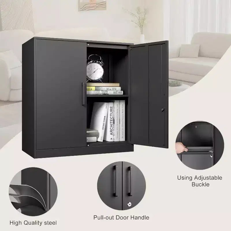 Armoire roulante verrouillable de 183 cm, rangement de garage robuste pour atelier/entrepôt - Conception de porte perforée, armoire mobile en acier (noir)