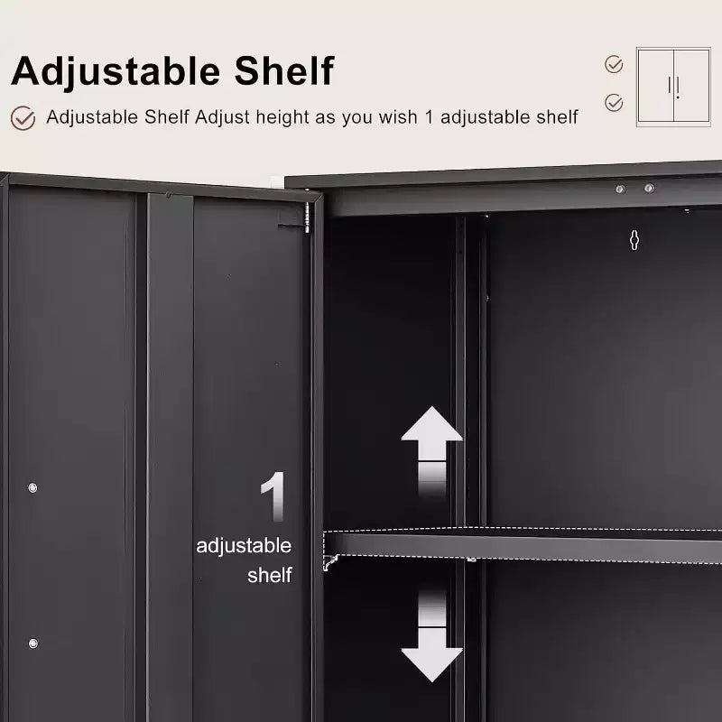 Armoire roulante verrouillable de 183 cm, rangement de garage robuste pour atelier/entrepôt - Conception de porte perforée, armoire mobile en acier (noir)