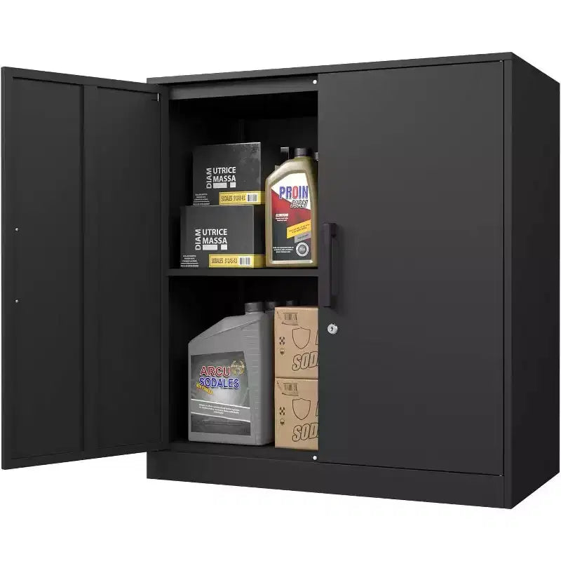 Armoire roulante verrouillable de 183 cm, rangement de garage robuste pour atelier/entrepôt - Conception de porte perforée, armoire mobile en acier (noir)