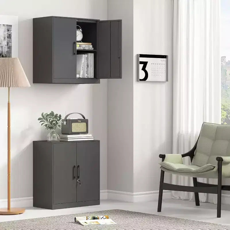 Armoire roulante verrouillable de 183 cm, rangement de garage robuste pour atelier/entrepôt - Conception de porte perforée, armoire mobile en acier (noir)