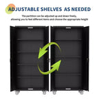 Armoire roulante verrouillable de 183 cm, rangement de garage robuste pour atelier/entrepôt - Conception de porte perforée, armoire mobile en acier (noir)