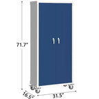 Armoire roulante verrouillable de 183 cm, rangement de garage robuste pour atelier/entrepôt - Conception de porte perforée, armoire mobile en acier (noir)