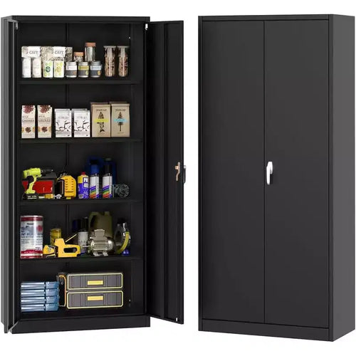 72 in Locking Rolling Cabinet ,Heavy-Duty Garage Storage for Workshop/storehouse - Pegboard Door Design, Mobile Steel Cabinet (Black)