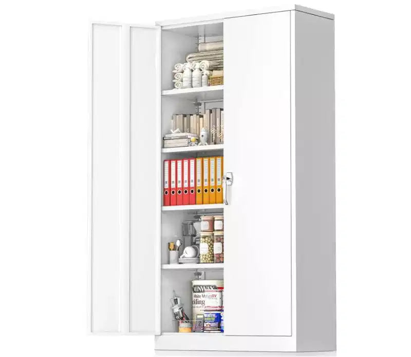 Armoire roulante verrouillable de 183 cm, rangement de garage robuste pour atelier/entrepôt - Conception de porte perforée, armoire mobile en acier (noir)