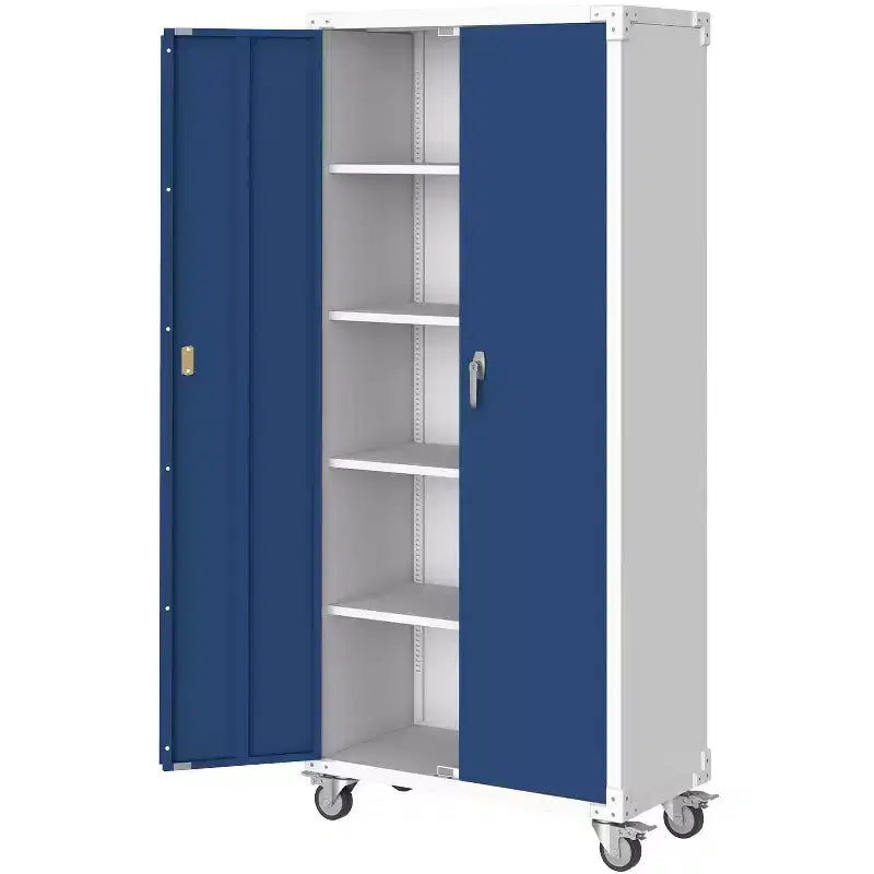 Armoire roulante verrouillable de 183 cm, rangement de garage robuste pour atelier/entrepôt - Conception de porte perforée, armoire mobile en acier (noir)