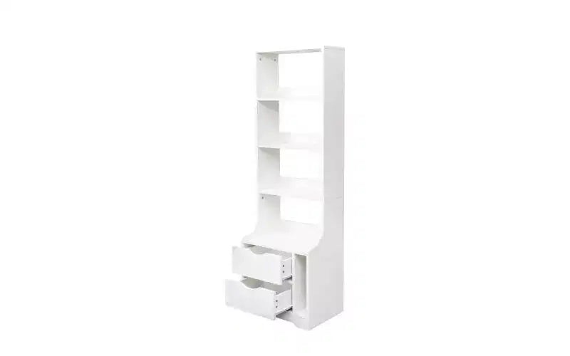 TUYOHW Étagères Modernes à 4 Niveaux avec 2 Tiroirs, Grande Capacité de Rangement, Bibliothèques pour Salon, Bureau à Domicile