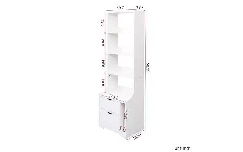 TUYOHW Étagères Modernes à 4 Niveaux avec 2 Tiroirs, Grande Capacité de Rangement, Bibliothèques pour Salon, Bureau à Domicile