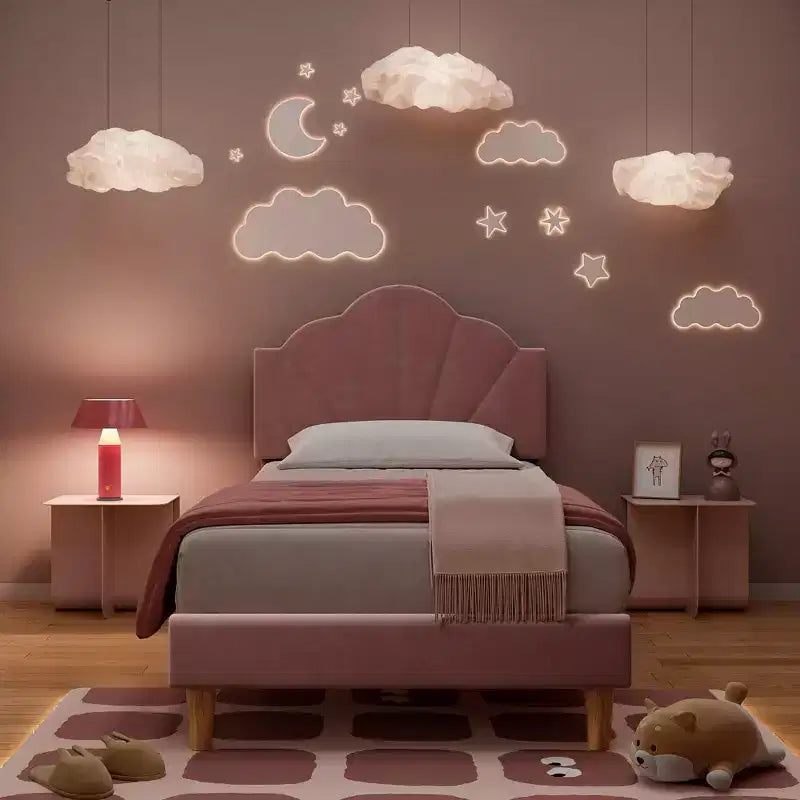 Cadre de lit Twin XL, Lit plateforme en velours capitonné avec tête de lit réglable en hauteur, Support à lattes en bois, Pas besoin de sommier, Rose clair