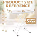 Petite table pliante réglable en hauteur, plateau TV pliable en plastique portable avec cadre en X en métal, table rectangulaire pour ordinateur portable pour chambre à coucher ou salon