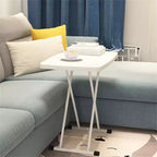 Petite table pliante réglable en hauteur, plateau TV pliable en plastique portable avec cadre en X en métal, table rectangulaire pour ordinateur portable pour chambre à coucher ou salon