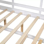 Bellemave Lit cabane en bois de taille double avec lit gigogne et étagères de rangement, cadre de lit cabane pour enfants, bois de pin massif, blanc