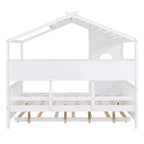 Bellemave Lit cabane en bois de taille double avec lit gigogne et étagères de rangement, cadre de lit cabane pour enfants, bois de pin massif, blanc