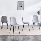 Un ensemble de 4 chaises cuillères en tissu gris et métal – parfaitement assorties à la décoration intérieure minimaliste et de style scandinave.