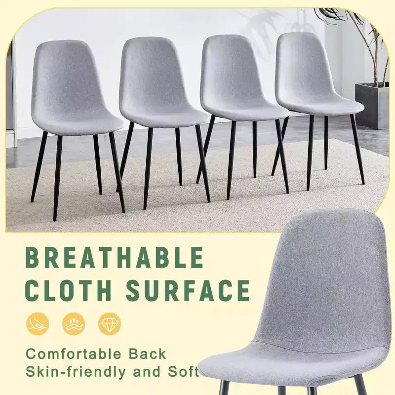 Un ensemble de 4 chaises cuillères en tissu gris et métal – parfaitement assorties à la décoration intérieure minimaliste et de style scandinave.