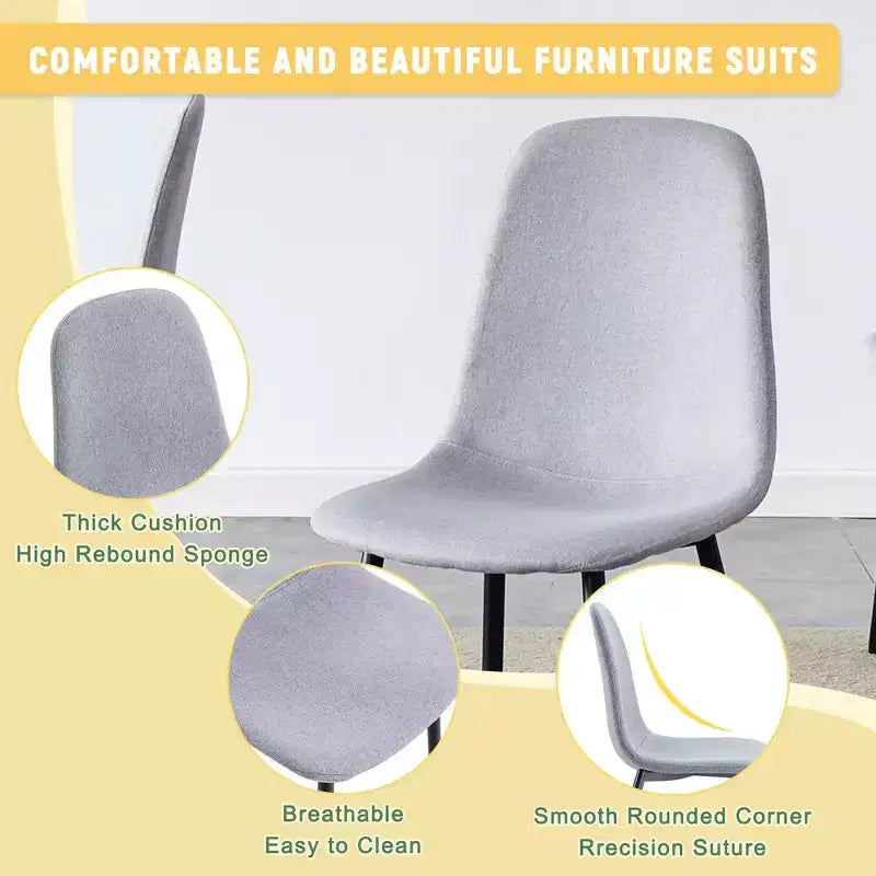 Un ensemble de 4 chaises cuillères en tissu gris et métal – parfaitement assorties à la décoration intérieure minimaliste et de style scandinave.