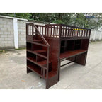 Lit mezzanine jumeau Bellemave avec bureau mobile, escalier de rangement et étagère, aucun sommier tapissier requis
